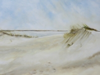 Acrylbild, Acryl auf Leinwand, Format 150 x 100 cm, Dünen, Blick auf das Meer, Sonniges Wetter, Sonne in den Dünen, D33 