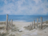 Acrylbild, Acryl auf Leinwand, Format 100 x 70 cm, Dünen, Blick auf das Meer, Der Weg zum Strand-d28