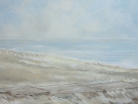 Acrylbild, Original Acryl auf Leinwand, Steg, Meer, Nordsee, helle Farbtöne, viel Weiß, Format: 100 x 70 cm, VERKAUFT