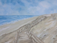 Acrylbild, Original Acryl auf Leinwand, Holztreppe, Sylt, Meer, Strand, Format: 100 x 70 cm, VERKAUFT